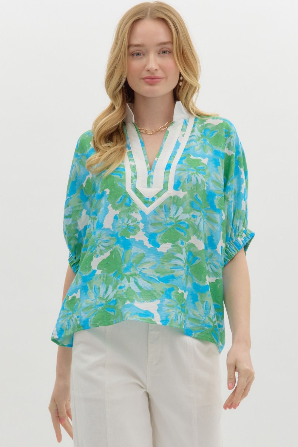The MaryAnn Green Aqua Blouse
