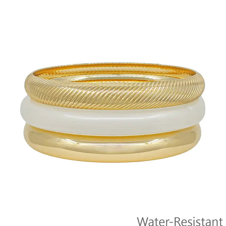 Acrylic Gold & White Green Bangles