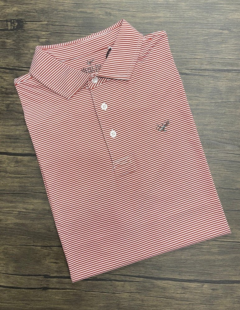 Hunt to Harvest Crimson & White Striped Polo