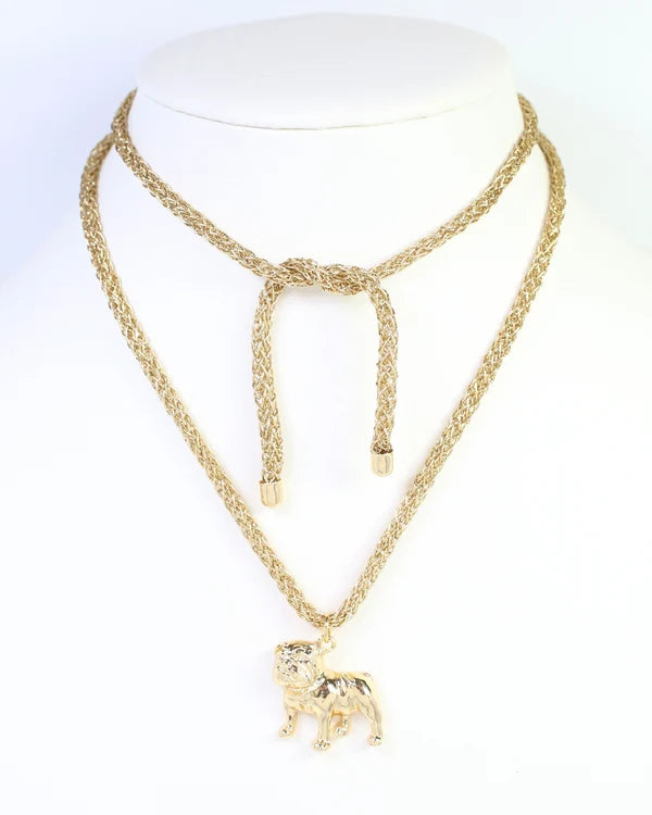 Corie Cord Necklace Standing Dog Gold