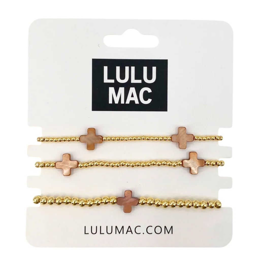 Lulu Mac Brown Cross Bracelet Set
