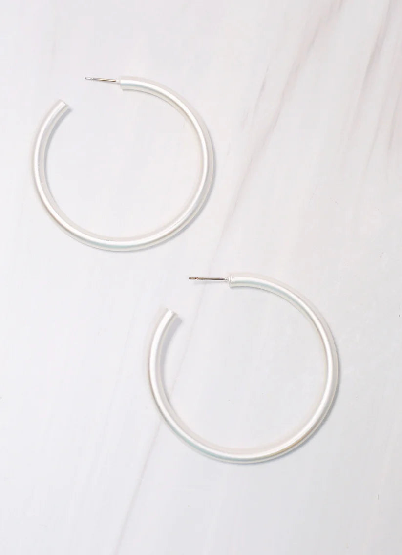 Arden Satin Hoop Earring Matte Silver