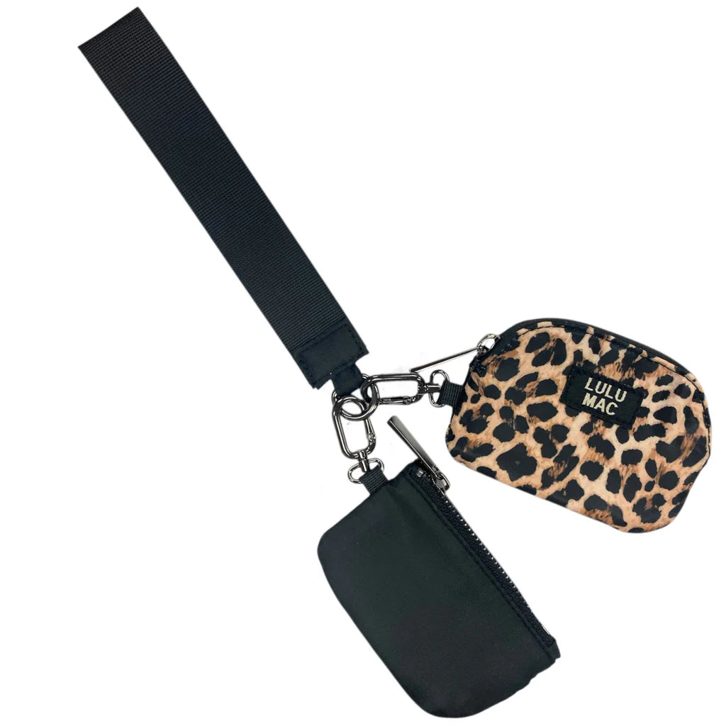 Lulu Mac Black/Leopard Double Pouch Wristlet