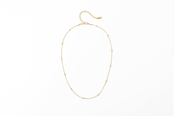 Meralora Gold Beaded Box Chain Necklace