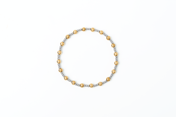 4 & 2mm Mixed Metal Stretch Bracelet