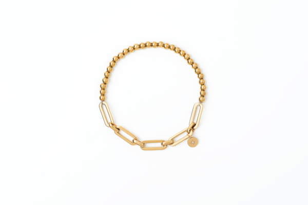 4 & 2mm Mixed Metal Stretch Bracelet