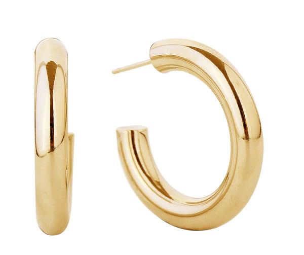 14K Metal Post Hoop Earrings