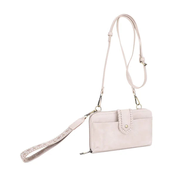 Cream Jolie Crossbody Wallet With Boho Wrist Strap