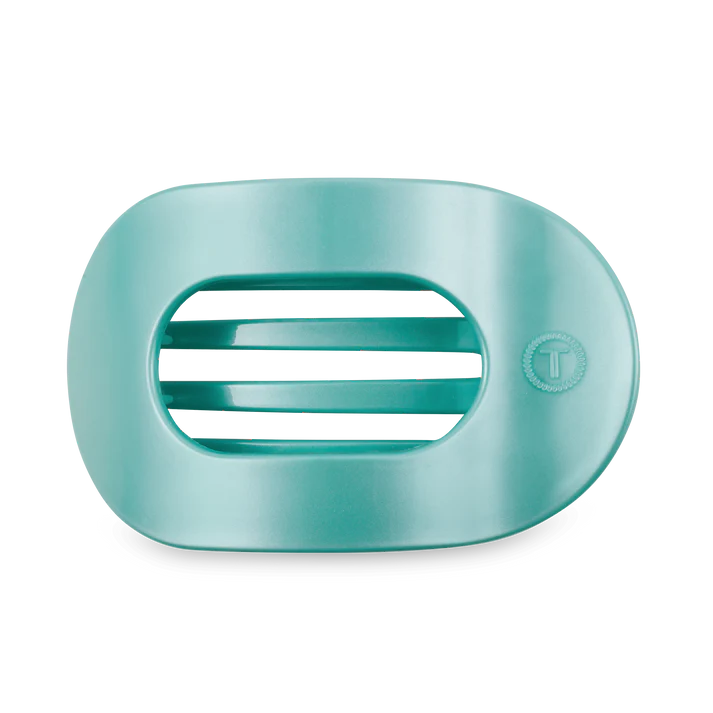 Teleties Totally Turquoise Medium Flat Round Hair Clip