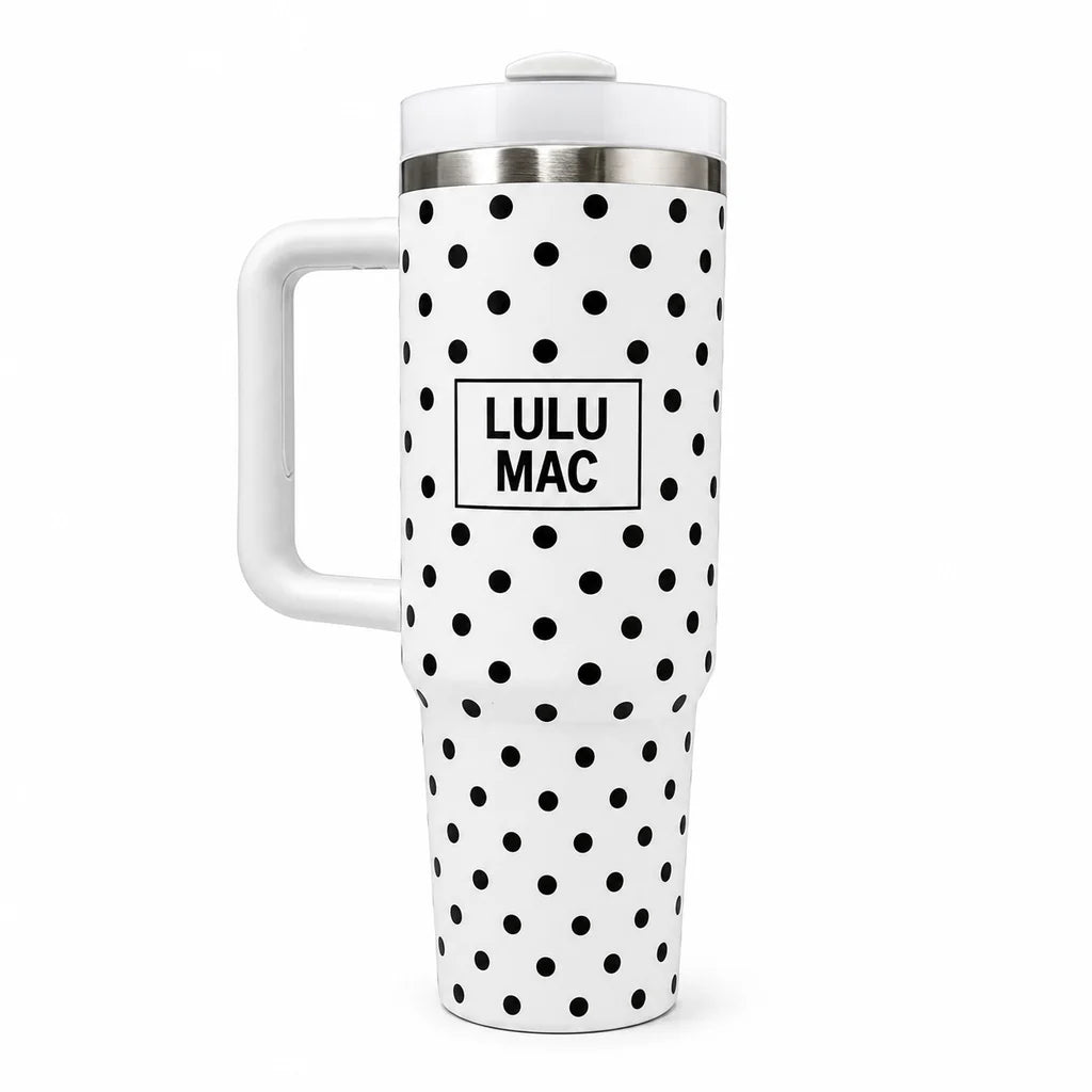 LULU Mac White/Black Polka Dots Tumbler