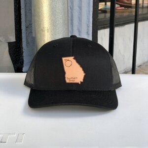 Black Out Georgia Leather Patch Hat