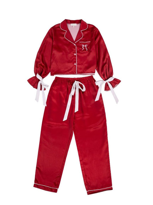 Simply Southern Red and Bow Long Pajama Set