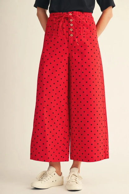 Red and Black Polka Dot Tie Pants
