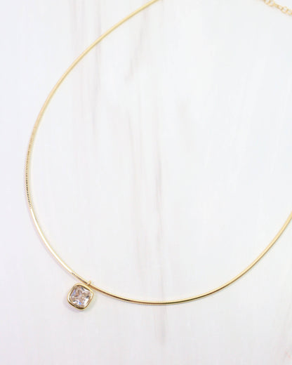 Farah Square CZ Chain Necklace WR Gold: Default