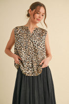 Jodifl Sleeveless leopard top with back shirring detail