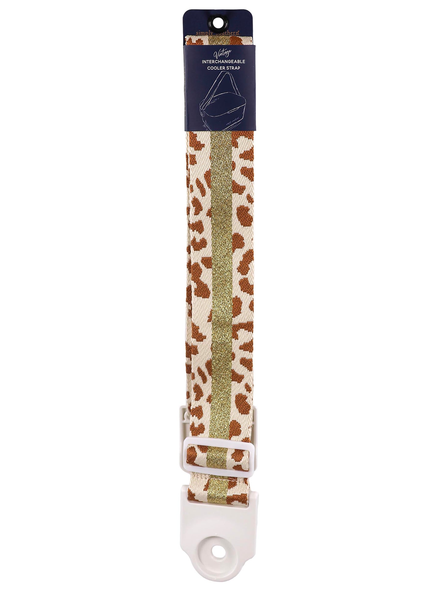 Simply Southern Leopard Cream & Gold Stripe Cooler Strap