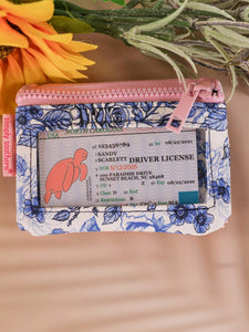 Simply Southern Bag ID Wallet in a Beautiful Blue Rose Pattern