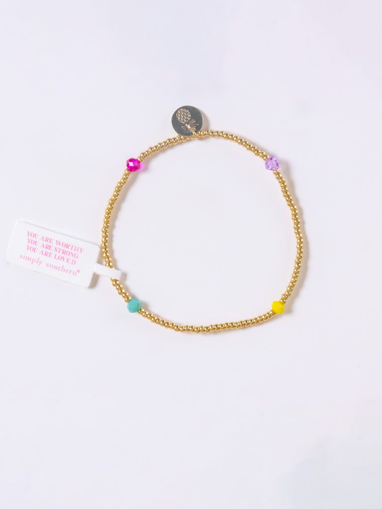 Simply Southern Small Multi Color and Gold Beaded Bracelet