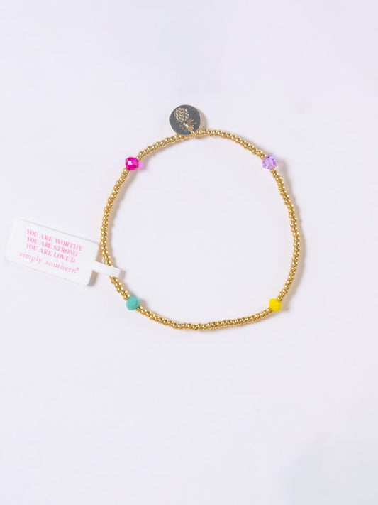 Simply Southern Small Multi Color and Gold Beaded Bracelet