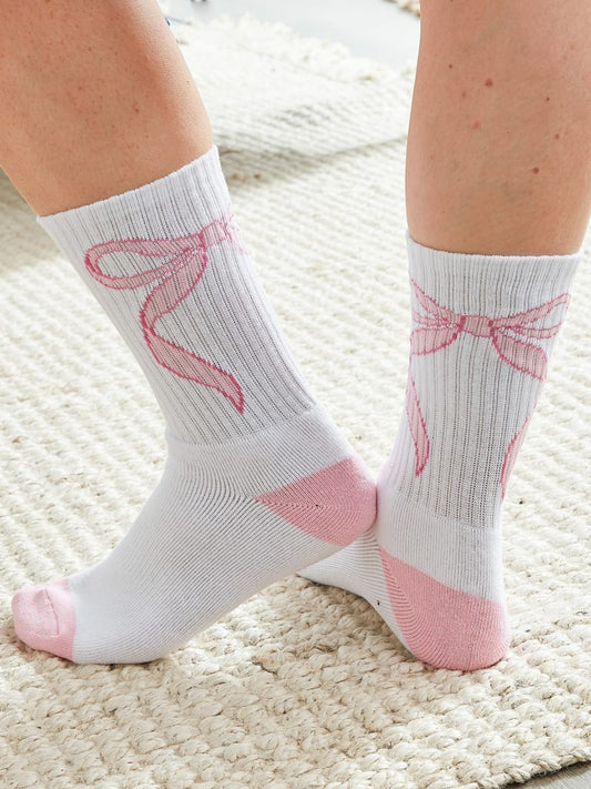 Simply Southern "Girls Club" Embordered Bow Crew Socks