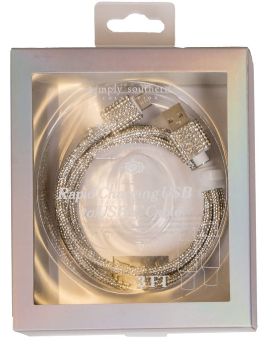 Simply Southern Silver USB-C Rapid Charging Cable