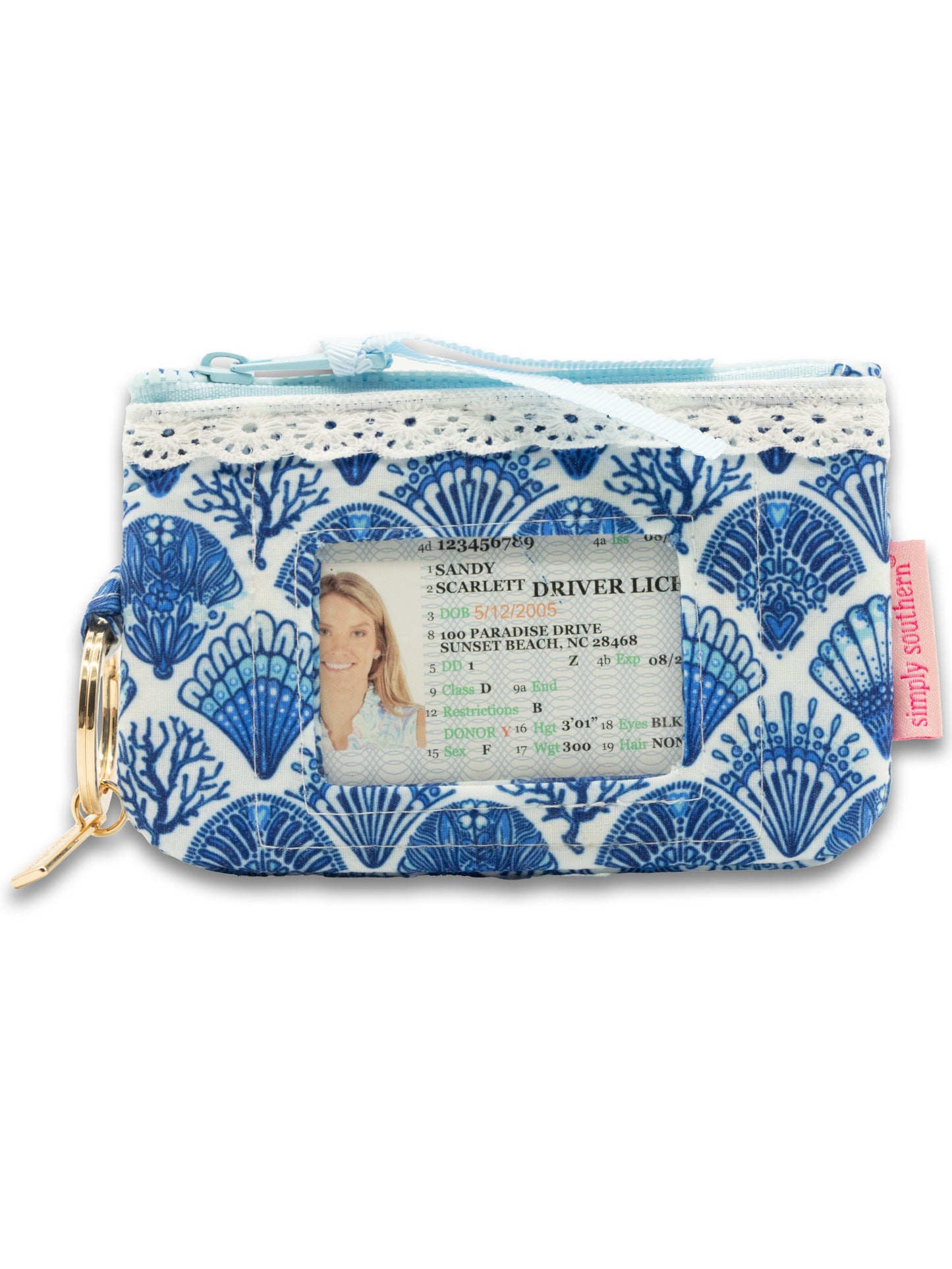 Simply Southern Lace Blue Shell ID Wallet