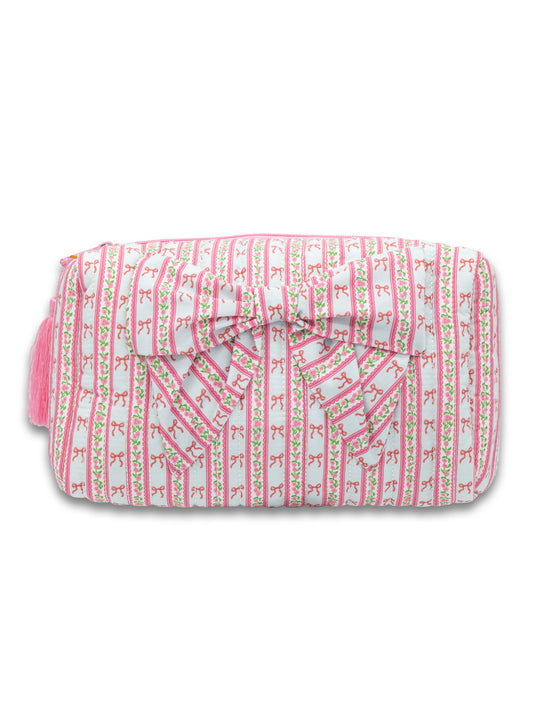 Simply Southern Quilted Pink Bow Cosmo Bag
