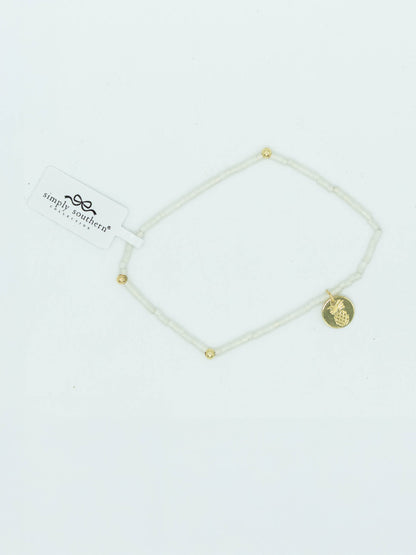 Simply Southern White & Gold Beaded Bracelet