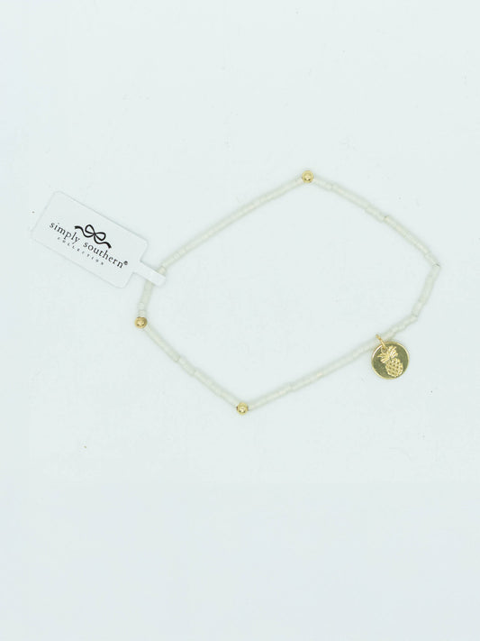 Simply Southern White & Gold Beaded Bracelet