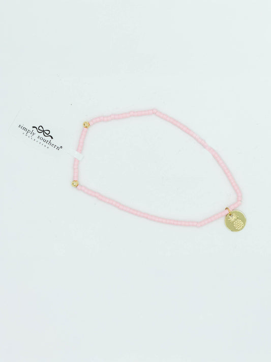 Simply Southern Pale Pink & Gold Beaded Bracelet