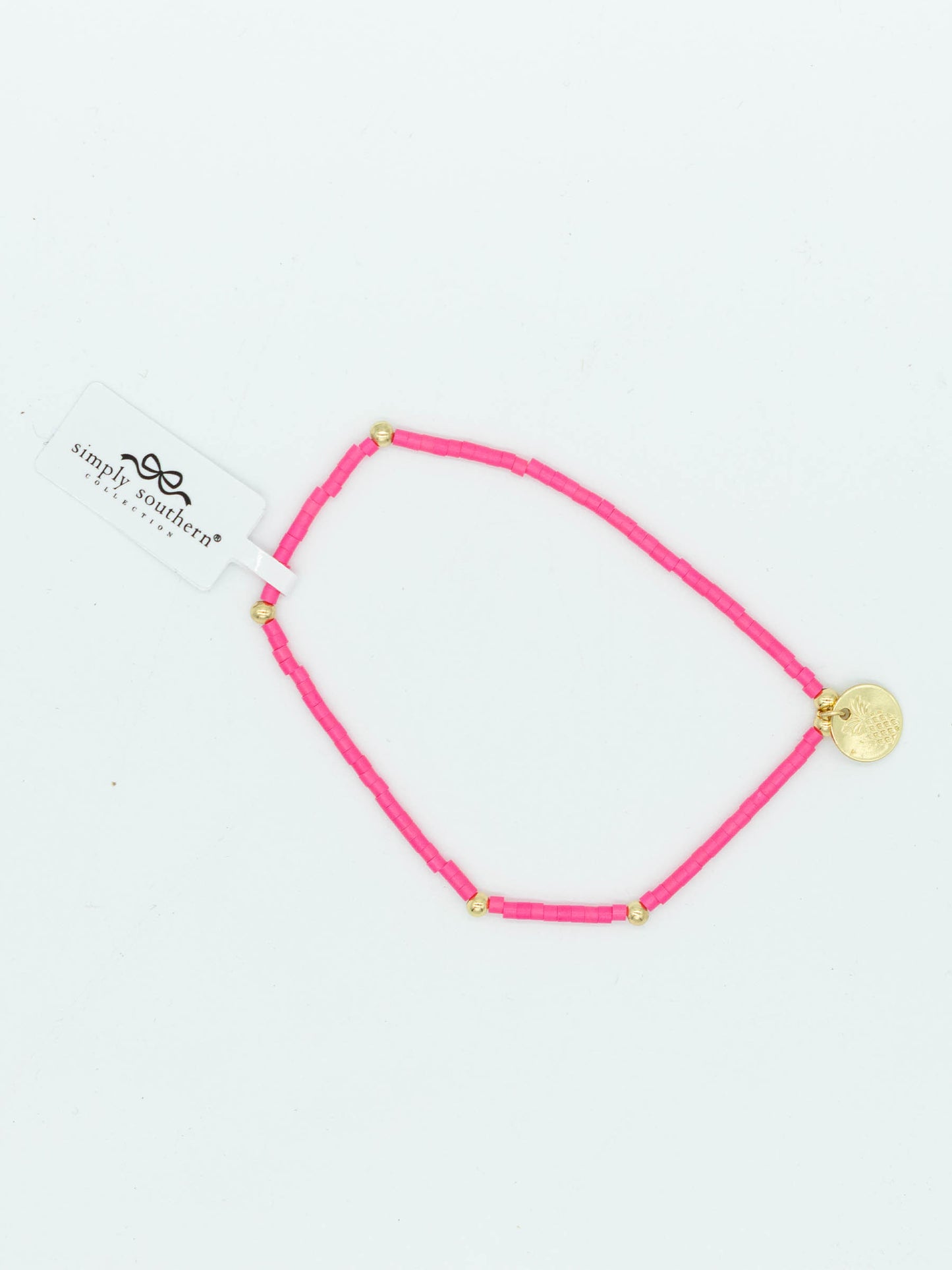 Simply Southern Hot Pink & Gold Beaded Bracelet