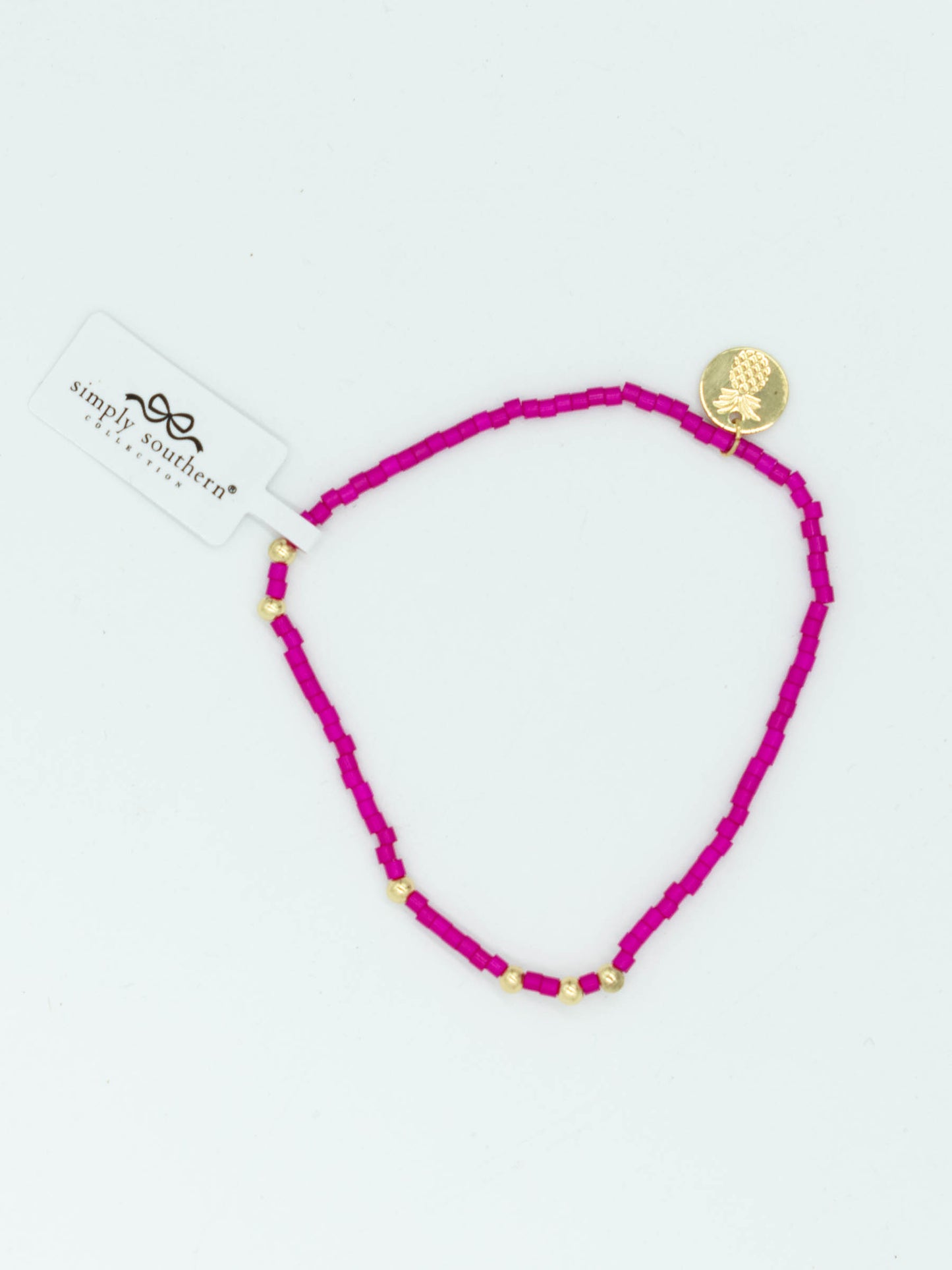 Simply Southern Magenta & Gold Beaded Bracelet