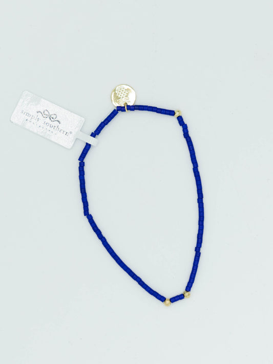 Simply Southern Blue & Gold Beaded Bracelet