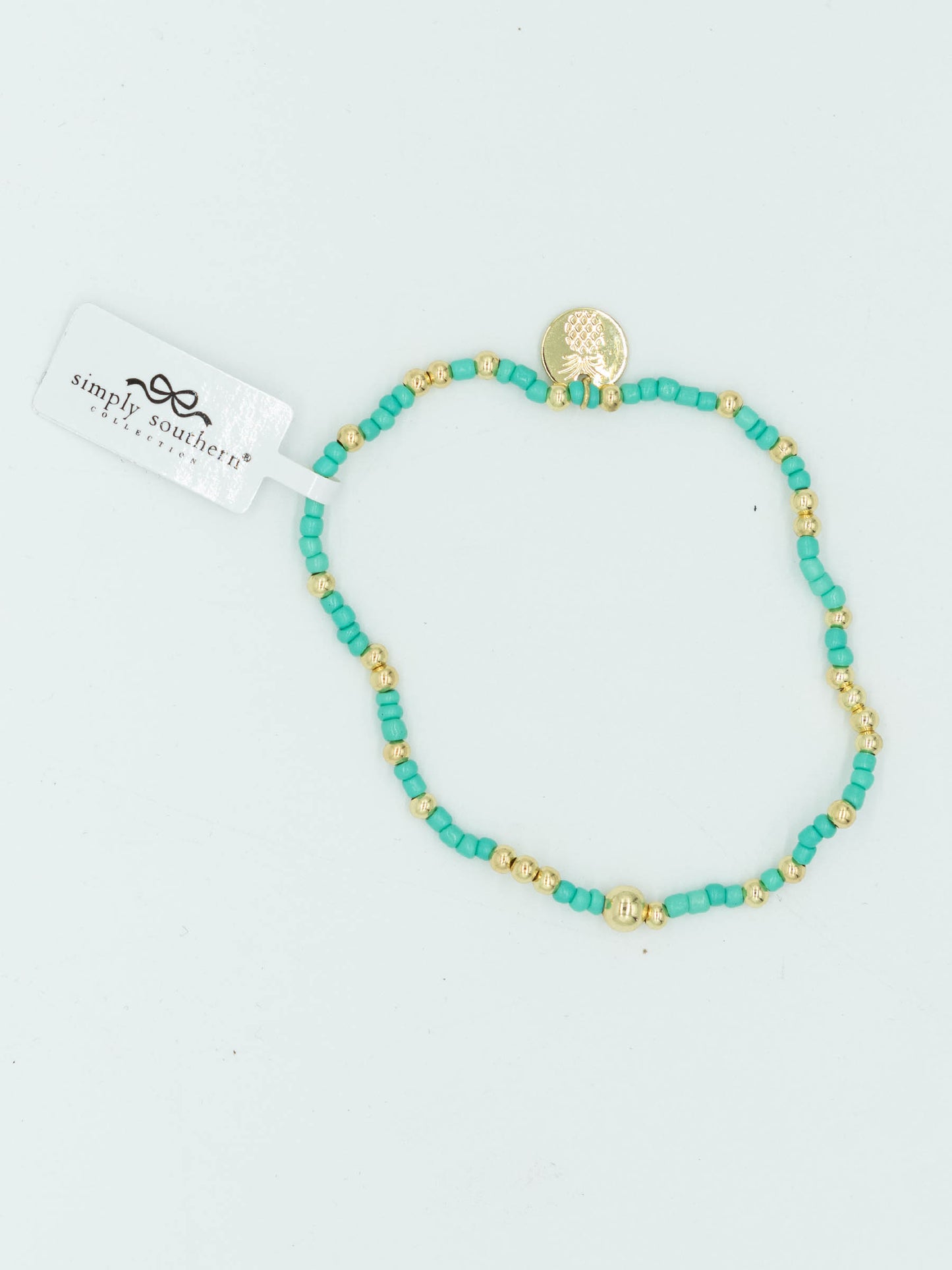 Simply Southern Teal & Gold Beaded Bracelet