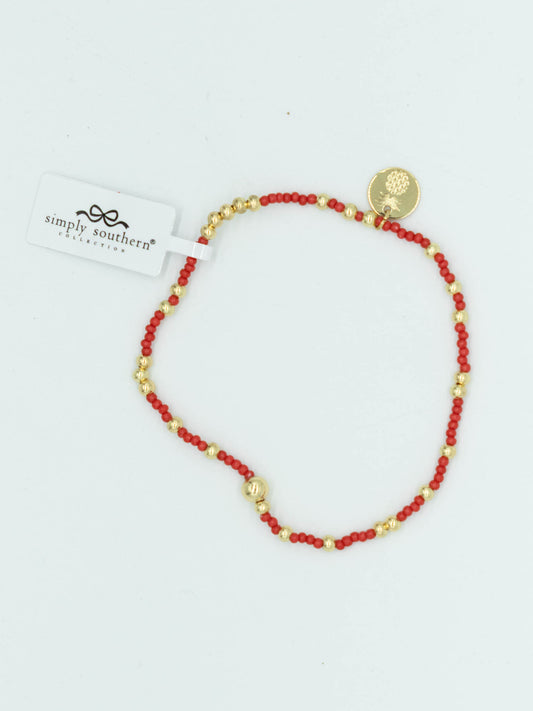 Simply Southern Assorted Red & Gold Beaded Bracelet