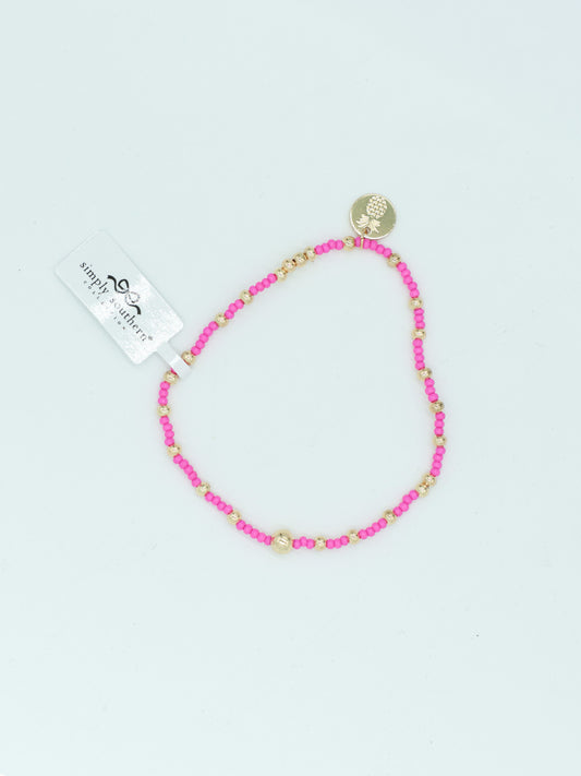 Simply Southern Hot Pink & Gold Assorted Beaded Bracelet