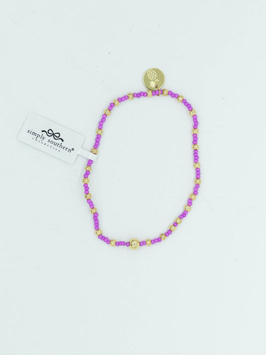 Simply Southern Purple & Gold Beaded Bracelet