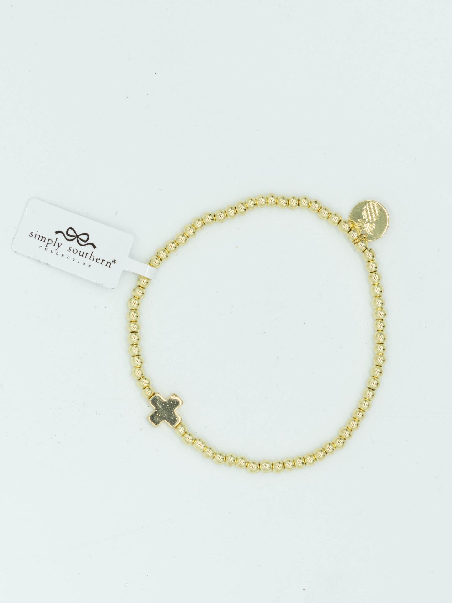 Simply Southern Mini Cross Gold Beaded Bracelet