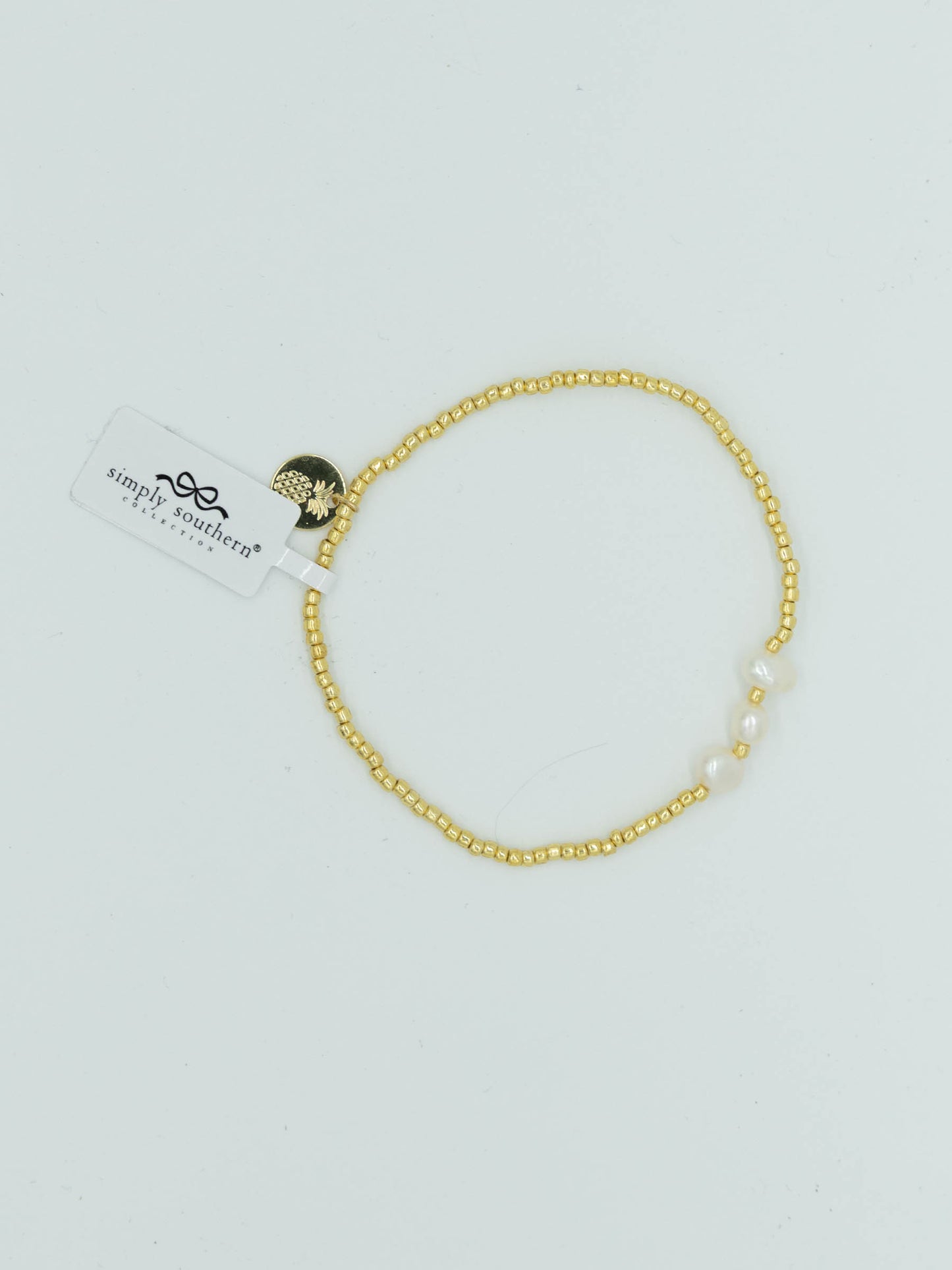 Simply Southern Gold 3 Tiered Pearl Bracelet