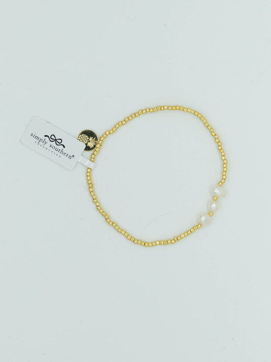 Simply Southern Gold 3 Tiered Pearl Bracelet