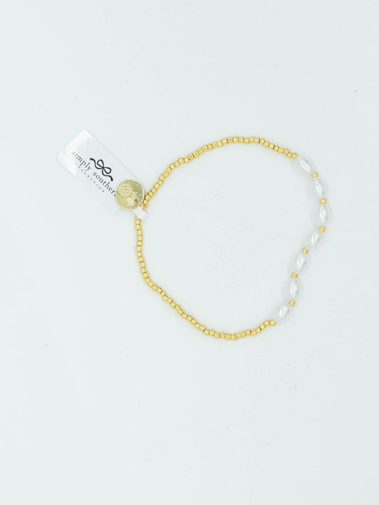 Simply Southern Gold Seven Tiered Pearl Bracelet