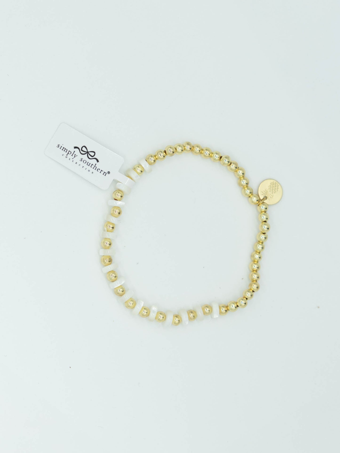 Simply Southern Gold/White Flat Bead Bracelet