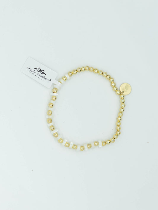 Simply Southern Gold/White Flat Bead Bracelet