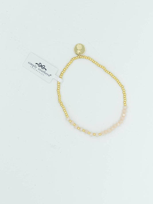 Simply Southern Gold & Cream Crystal Small Bead Bracelet