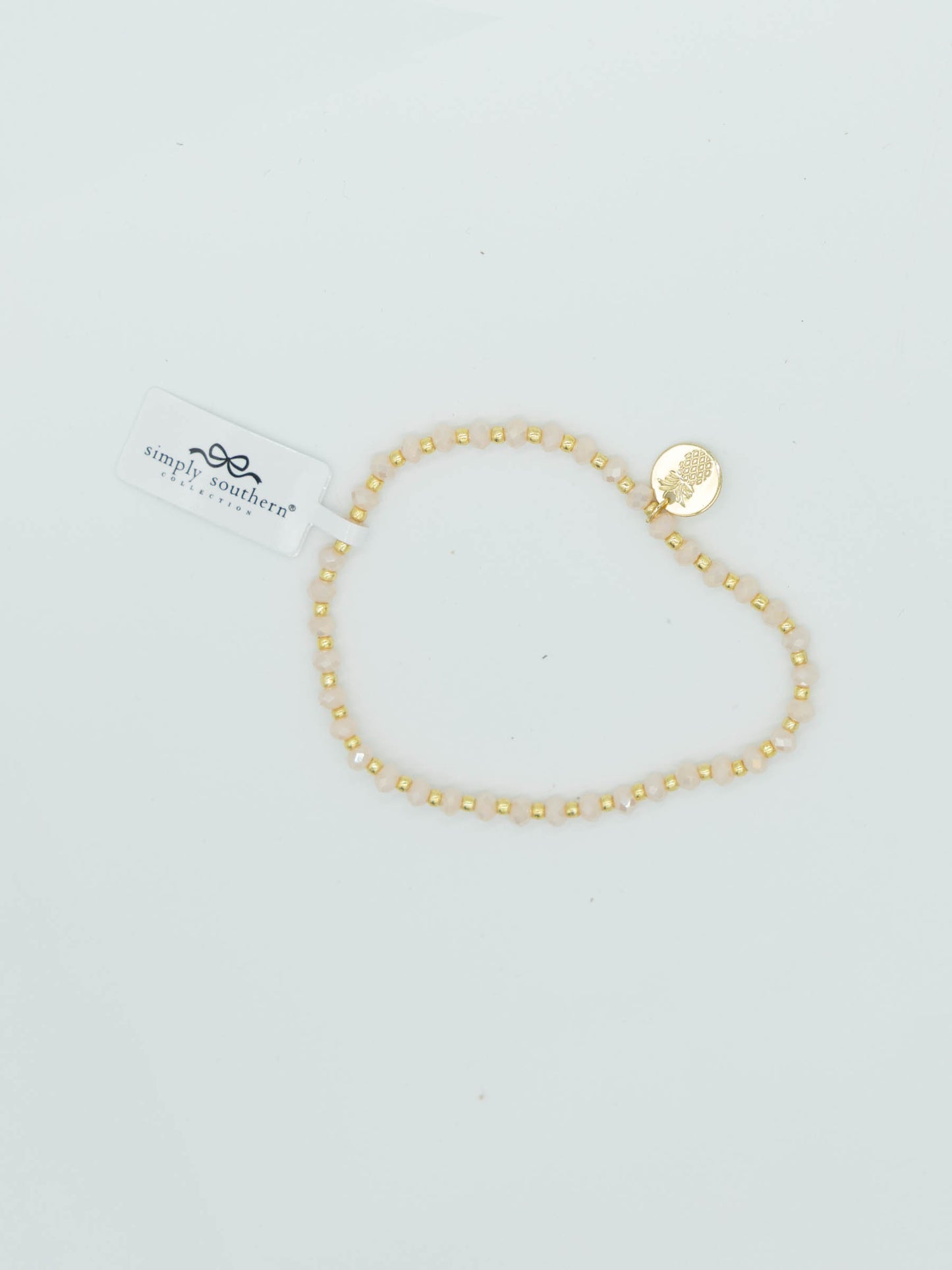 Simply Southern Cream Crystal & Gold Bead Bracelet