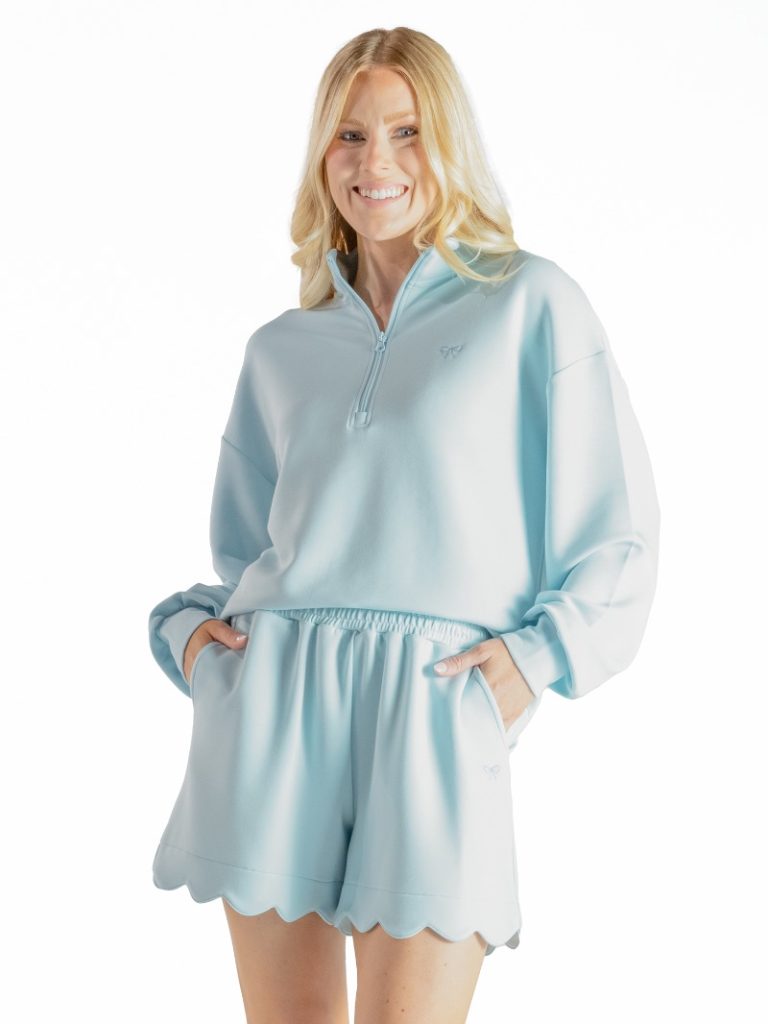 Simply Southern Blue Scalloped Short