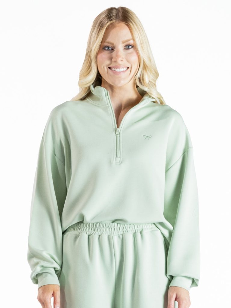 Simply Southern Sage Scalloped Quarter Zip Top