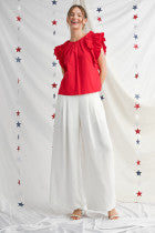 jodifl Solid wide legs pants with back stretch-band waistline