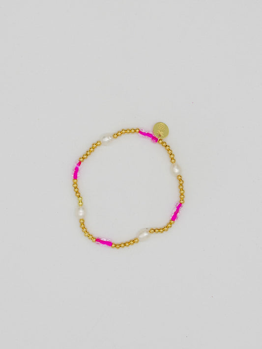 Simply Southern Pink Pearl Gold Bead Bracelet