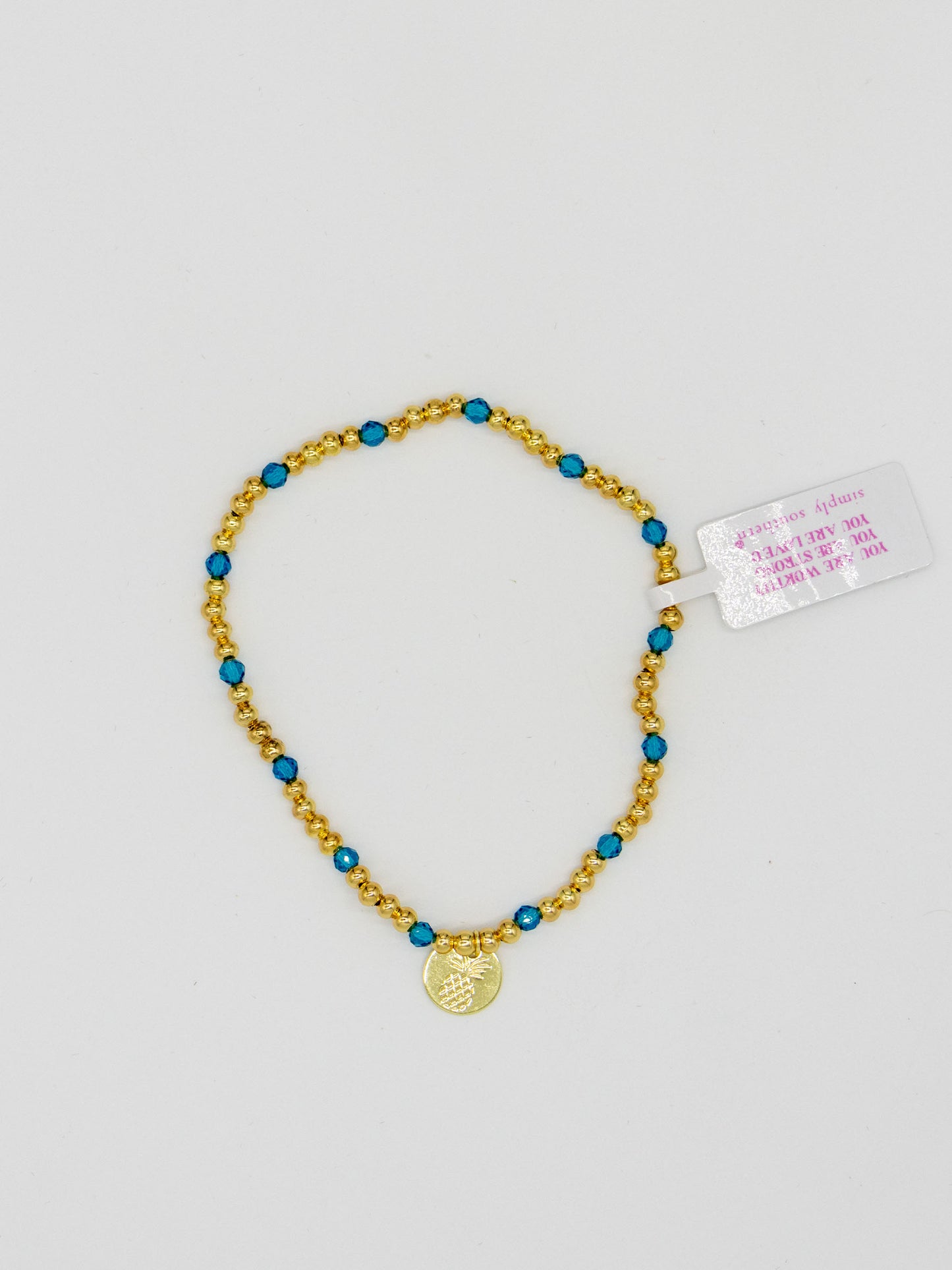 Simply Southern Light Blue and Gold Bead Bracelet